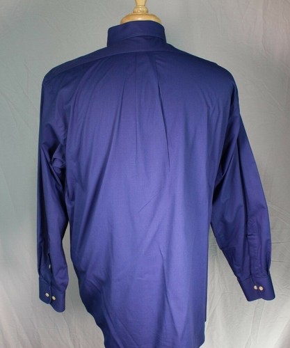 CHAPS Mens Size Medium 15-15.5 32/33 Solid Blue Classic Fit Twill Dress Shirt - 第 8/10 張圖片