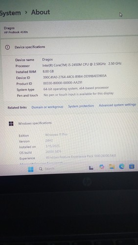 HP ProBook Portable Laptop 8GB RAM, 232GB HDD window 11 Pro - Foto 4 di 8