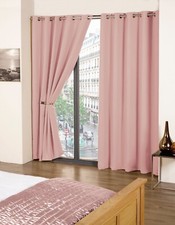 Thermal Thick Blackout Curtains 2 Panel Ready Made Eyelet Ring Top Curtains Cali