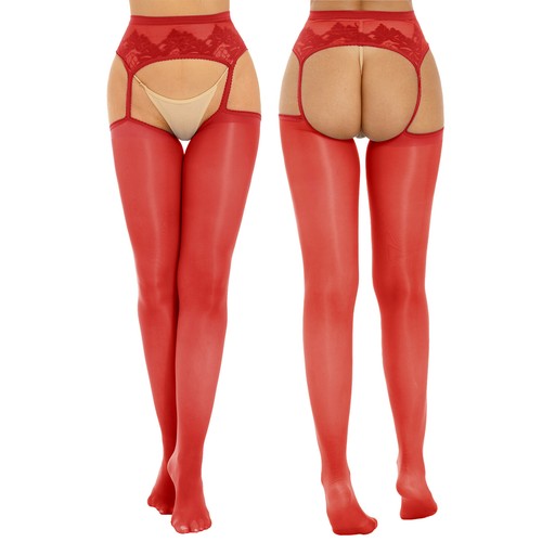 Damen Strumpfhose Cutout Schritt Blumen Spitze Stylisch Einteiler Strumpfband Strümpfe - Bild 30 von 84