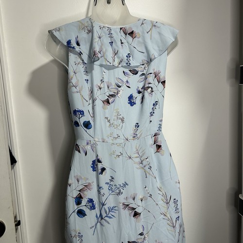Banana Republic Faux Wickel Midi Maxikleid Rüschen Blumen Pastell Blau Landhaus Gr. 0 - Bild 4 von 16