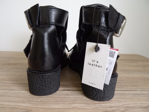 taglia 2 35 Uk Eu fibbie Stivaletti in pelle nera con 36 Zara 3 nY8pOqH6