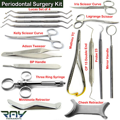 Periodontal Surgery Kit Lucas Curette Scissors Forceps Tweezer ...