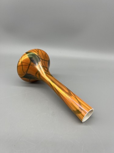 Imperial Lead Luster Orange Leaf And Vine Bud Vase - Picture 5 of 7
