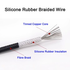 0.3mm -6mm High Temp 250 Braided Fiber Glass Silicone Wire Tinned Copper Cable
