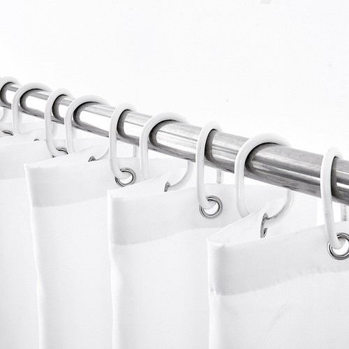 Extra Long Thick Fabric Polyester Shower Curtain White Minimalism - Picture 6 of 6