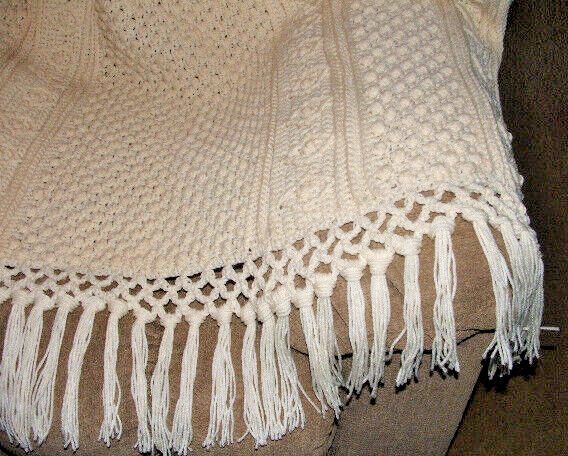 MYSTIC SEAPORT, a traditional Fisherman crochet afghan, 48" x 60" NEW, handmade - Picture 3 of 4