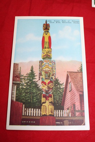 4 unused RPPCs 1930s Totem Poles of Southeast,  Alaska Color Tinted - Picture 2 of 7