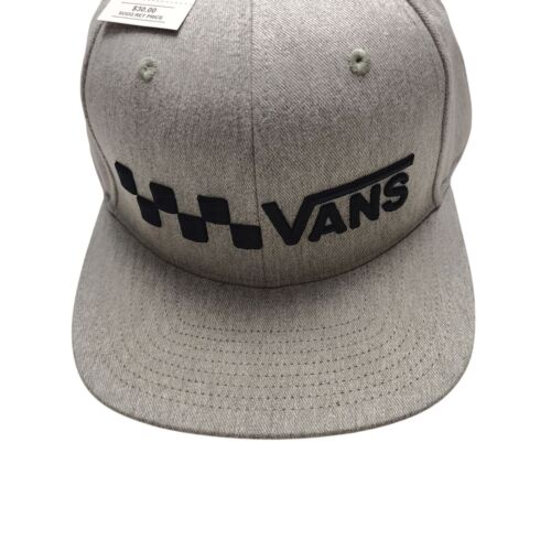 Vans Para Hombres OS Gris Jaspeado Logo Snapback Sombrero con Cuadros Negro Nuevo - Imagen 2 de 8
