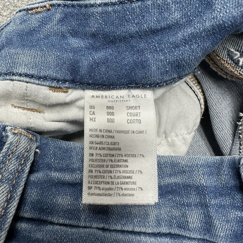 American Eagle Stretch Curvy Hi-Rise Jegging Blue Jean Denim Women 000 Short - Picture 8 of 14