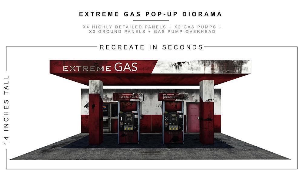 Set di estrema GAS STATION DIORAMA POPUP S5 o 6 a 7 pollici cifra NUOVO Set di estrema GAS STATION DIORAMA POPUP S5 o 6 a 7 pollici cifra NUOVO
