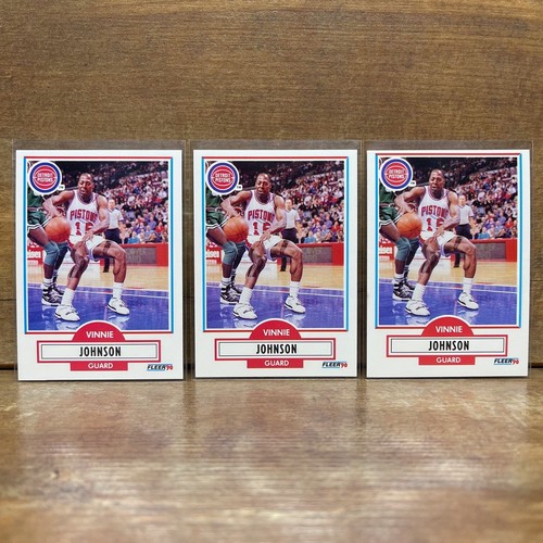 Lot of THREE 1990 Fleer #57 Vinnie Johnson Detroit Pistons Basketball Cards - Bild 1 von 2