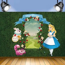 Alice In Wonderland Backdrop Girls Birthday Party Photo Background Banner Decor