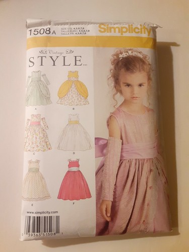 Simplicity 1508 A Child Dress Sleeveless Full Skirt Size 4-8 - Picture 1 of 2