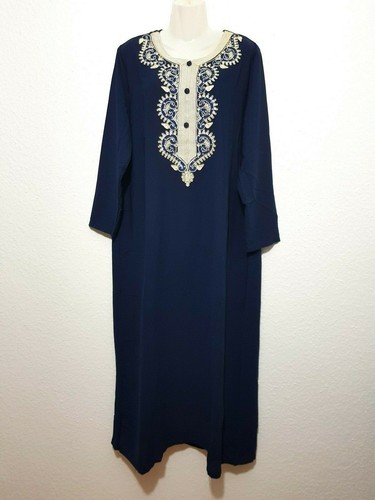 Abaya Vestido Maxi Árabe de Noche Takchita Jellabiya Djelaba Eid M - XXXL - Picture 1 of 2