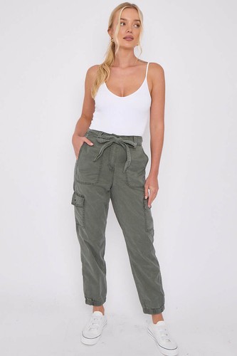 M&S Womens Trousers Cargo Combat Tencel Tapered Pants Pockets Ladies - Picture 58 of 59