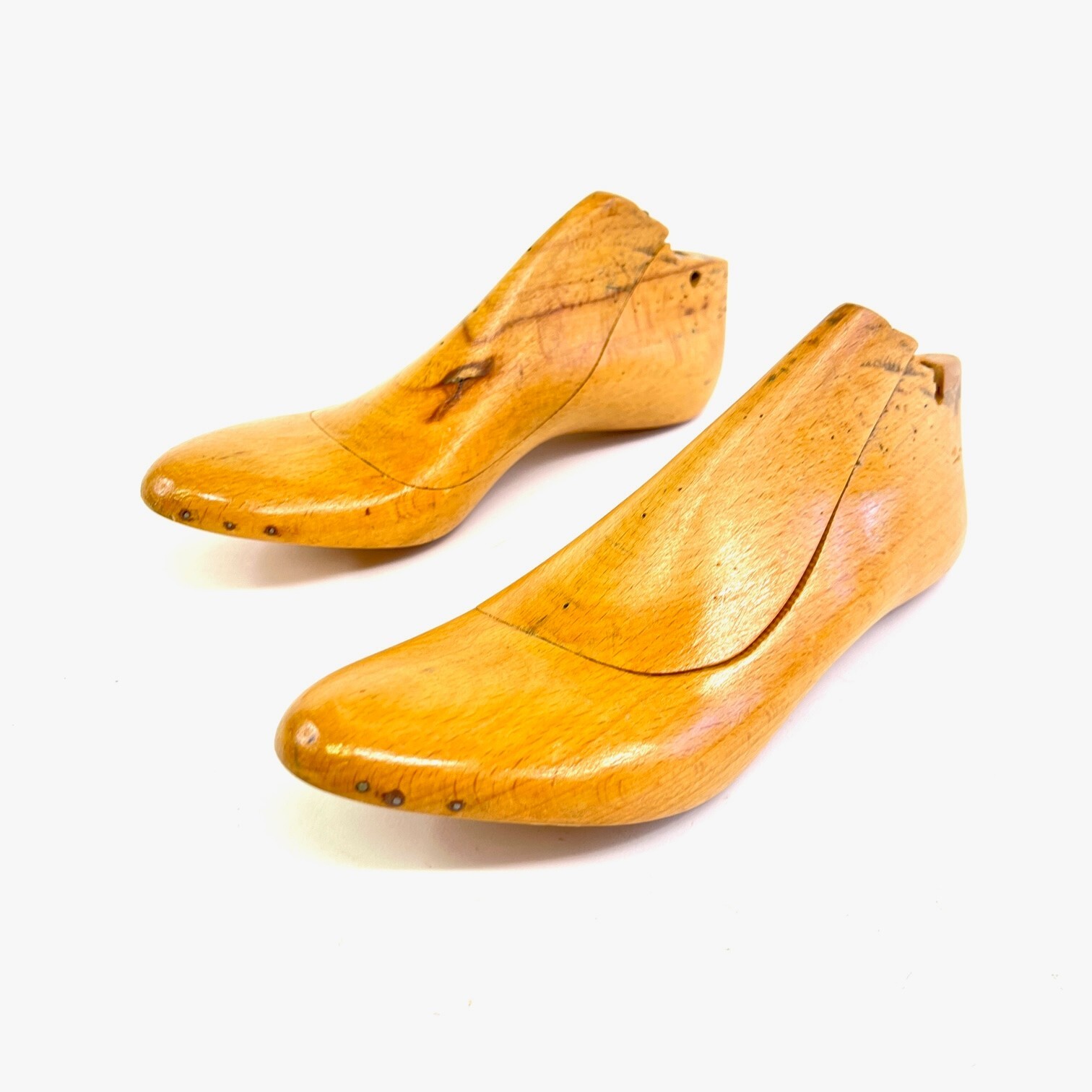 Antique Pair Of Solid Wooden Shoe Molds Custom shoes… - Gem