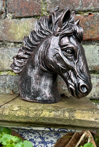 Small Horse Stallion Bust Head Ornament Statue Bronze effect finish - Picture 10 of 19