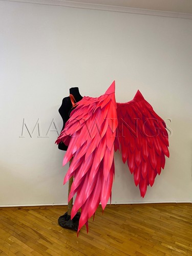 Große Teufelsflügel Cosplay Kostüm Erwachsene Dämon weiß rot Farbe Engel Halloween - Bild 14 von 24