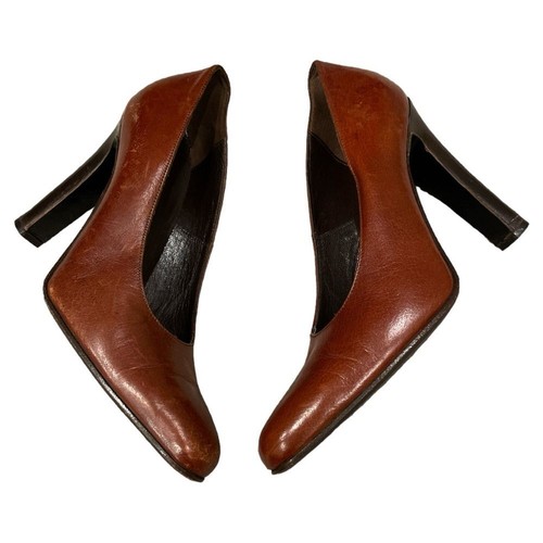 MaxMara decolte in pelle con tacco Made in Italy di design marrone taglia 40 (9,5) - Foto 11 di 11
