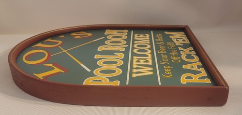 Vintage Wood Sign 12 x 11” Lou's Pool Room ~ Man Cave 1997 Made In USA - Picture 2 of 3