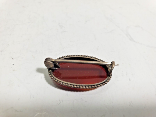 Vintage Sterling Silver Carnelian Brooch / Pin 5900/10 - Picture 3 of 11