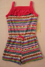 NEW Girls Romper Size XS 4 - 5 Sleeveless Shorts Outfit Jumpsuit Pink Blue