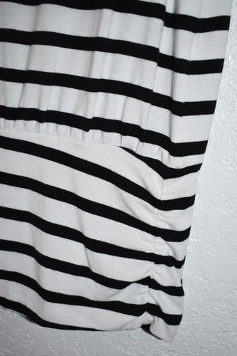 White House Black Market S Top Striped Banded Ruched Bottom Preppy 3/4 Slv Shirt - Picture 12 of 14