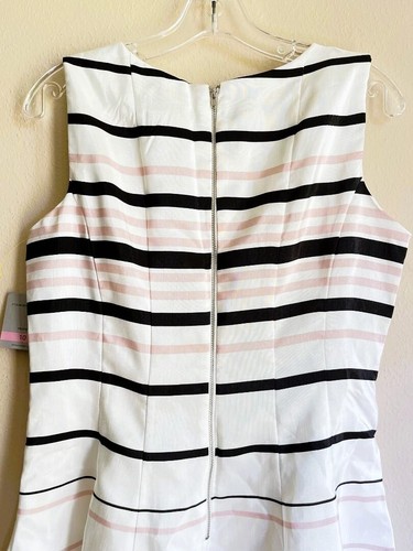 NWT Danny & Nicole White Black Pink Striped Sleeveless Cheerleader Mini Dress 10 - Picture 5 of 6