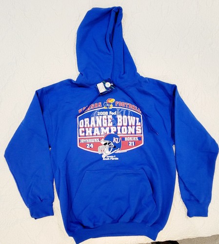KANSAS JAYHAWKS 2008 FedEx Orange Bowl Pullover Hoodie Size Medium NEW with Tags - Picture 1 of 7