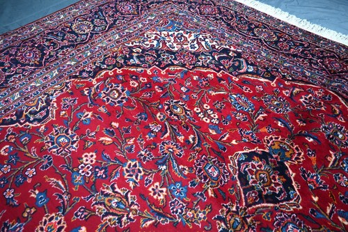 Alfombra floral medallón caucásico grande roja 10x13 anudada a mano alfombra oriental - Imagen 8 de 19