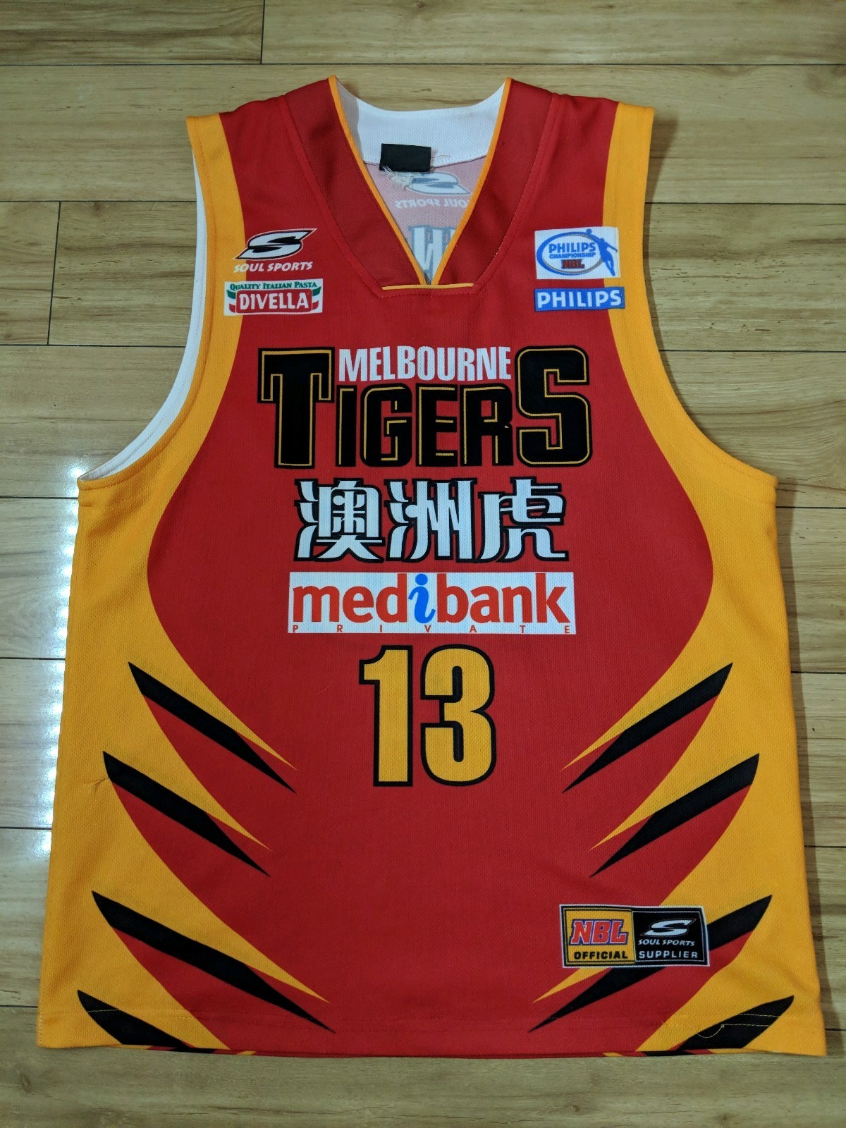 Autografiado Chris Anstey 2005 Melbourne Tigres Oficial NBL Jersey-para Hombre Medio Autografiado Chris Anstey 2005 Melbourne Tigres Oficial NBL Jersey-para Hombre Medio