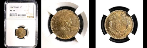 1857 1C NGC MS65- PQ FLYING EAGLE SMALL CENT---