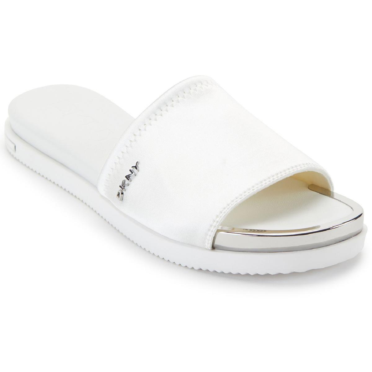 Женские шлепанцы для бассейна DKNY из белого атласа Briley 8 Medium (B, M) BHFO 2084