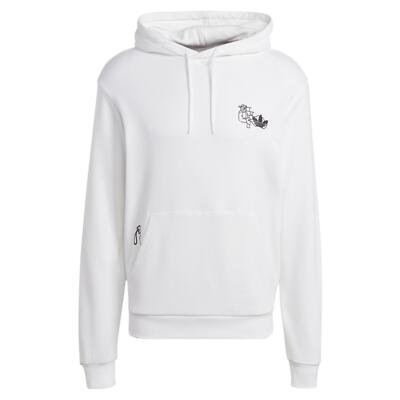 adidas ORIGINALS MEN'S FUZI GRAFFITI GRAPHIC PRINT HOODIE WHITE