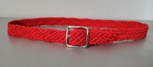LAUREN RALPH LAUREN RED BRAIDED STRETCHY WOMENS CANVAS BELT SIZE: M - Picture 1 of 6