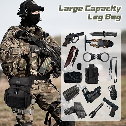 Men Military Tactical Drop Leg Bag Thigh Utility Waist Pouch for Hunting Outdoor - Picture 9 of 9