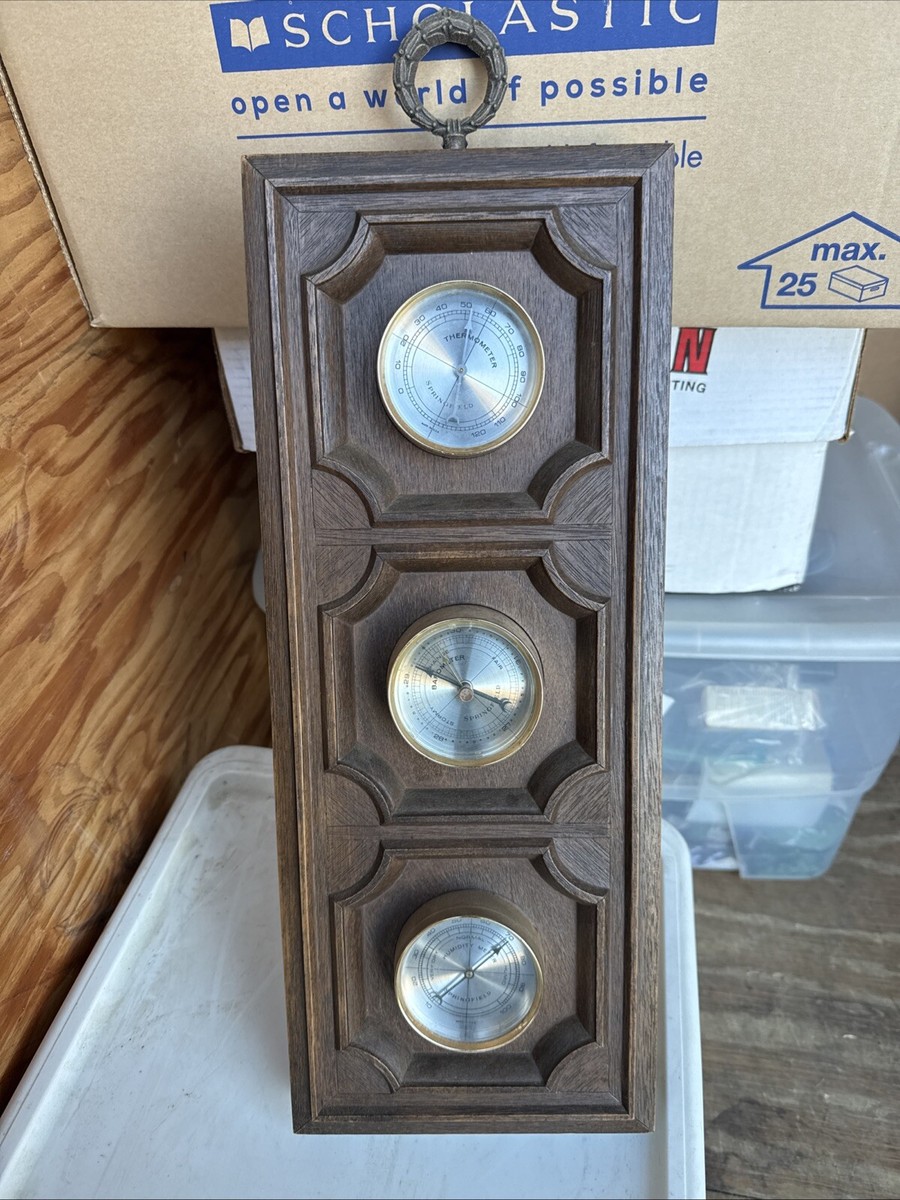 Vintage Springfield Wall Weather Station With Weather Meters, Faux