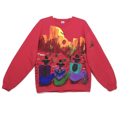 Vtg HAND Painted Window Rock Desert Sweatshirt Art