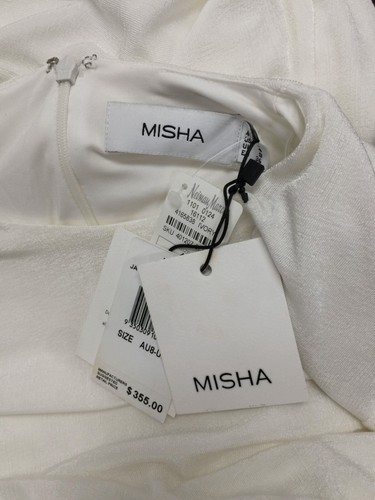 $355 Misha Women's White Ambrette Long-Sleeve Midriff Cutout Dress Size 4 - Picture 4 of 10