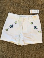 New Girls Gymboree Shorts - Size 5, White With Floral Embroidery