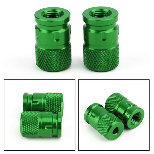 2x ANTIVOL CNC BOUCHONS DE VALVES DE ROUES VERT POUR MOTOS AUTOS CYCLOS VÉLO A - Picture 4 of 12