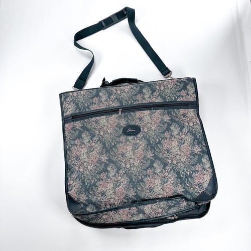 Vintage Skyway Floral Carpet Garment Bag Travel Carry Retro 80s - Picture 2 of 15