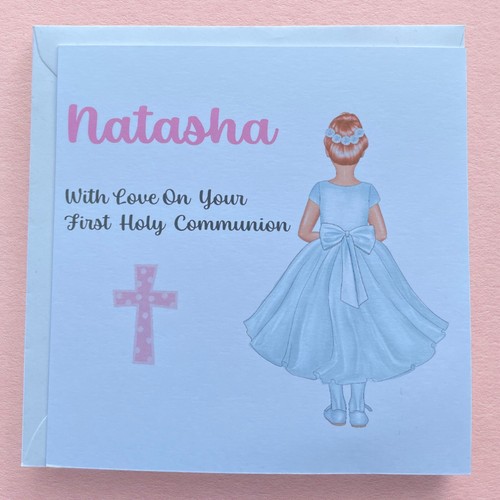 Tarjeta personalizada de la Primera Comunión hija nieta hermana niñas - Imagen 5 de 11