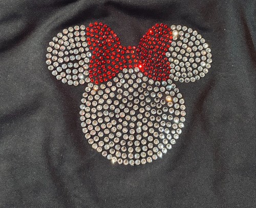 NWT! Disney© black drytech sports bra crop top HUGE crystal Minnie Mouse! CS-CL - Picture 3 of 3