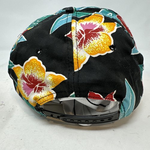 Vintage 80s 90s Morro Bay Nissun Baseball Adjustable Hat Cap Floral Black - Picture 4 of 9