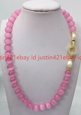 Beautiful 12mm Natural Pink Cat's Eye Opal Round Beads Gemstone Necklace 16-36"