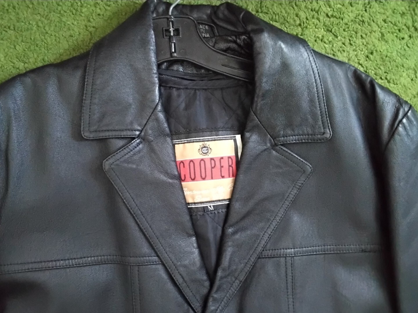 Vintage Cooper Leather Jacket Car Coat Zip In Quilt Mens Black Medium