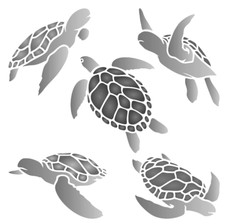 12"x12" Clear Plastic Stencil - Turtle Swimming SC645 