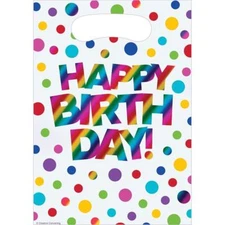 Rainbow Foil Happy Birthday Party Treat Favor Goodie Bag 8 Per Package New